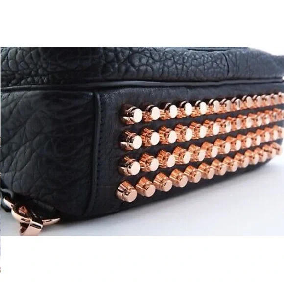 NWT ALEXANDER Wang Pebbled Black Leather Backpack Handbag with Studded Rose Gold - Picture 11 of 12